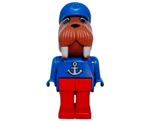 Fabuland Walrus - Wilfred Walrus (Captain), Red Legs, Blue Hat and Top with Anchor Image