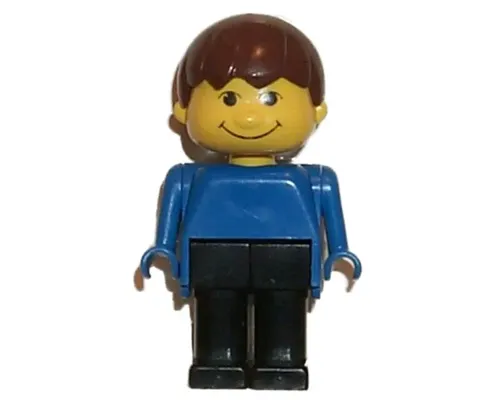 Basic Figure Human Boy Blue, Black Legs, Brown Hair Image