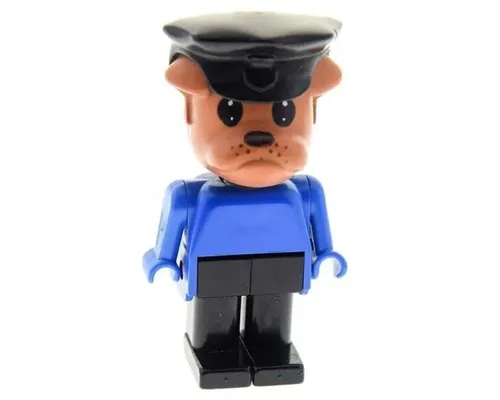 Fabuland Bulldog - Bertie Bulldog (Police Chief), Brown Head, Black Police Hat Image