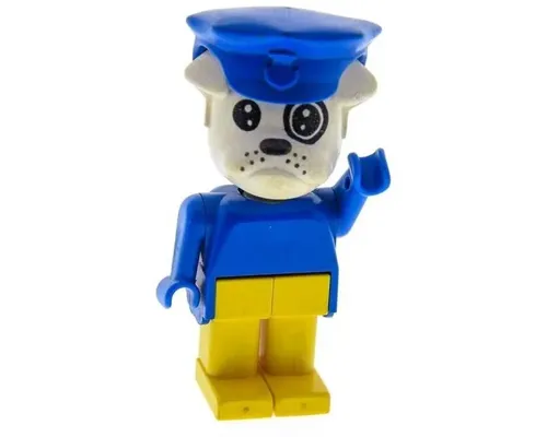 Fabuland Bulldog - Boris Bulldog (Postman), White Head, Blue Hat and Top Image