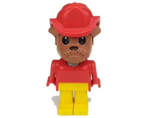 Fabuland Bulldog - Barty Bulldog (Fire Chief), Brown Head, Red Fire Helmet, Yellow Legs Image