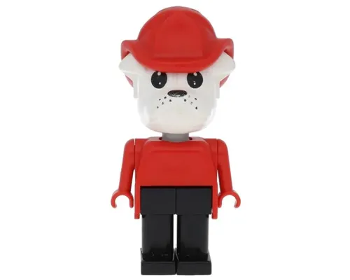 Fabuland Bulldog - Buster Bulldog (Fireman), White Head, Red Fire Helmet and Top Image