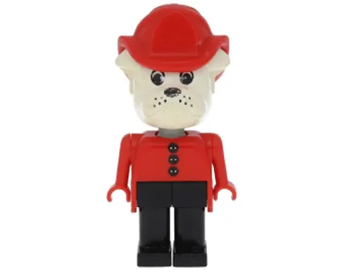 Fabuland Bulldog - Fireman, White Head, Red Fire Helmet and Top with Buttons Image