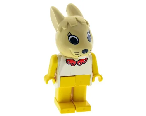 Fabuland Rabbit - Bonnie Bunny, Tan Head, Yellow Legs and Arms, White Top with Red Collar Image