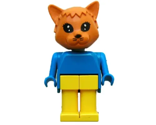 Fabuland Cat - Charlie Cat, Brown Head, Yellow Legs and Arms, Blue Top Image