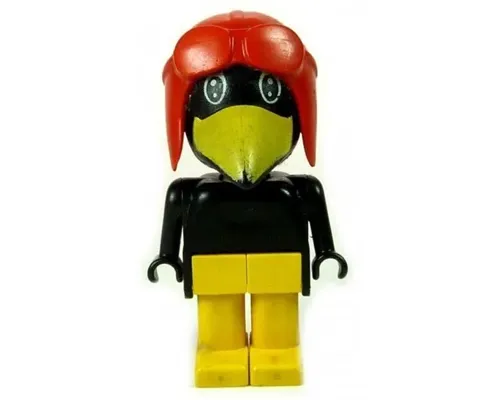 Fabuland Bird - Charlie / Joe Crow, Black Head, Red Pilot Helmet, Black Eyes Image