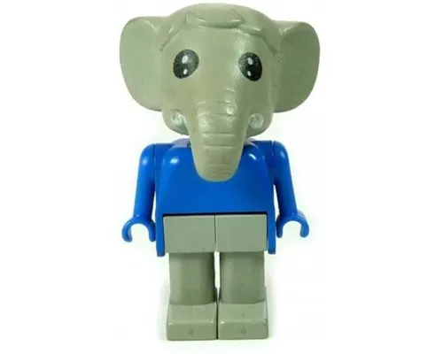 Fabuland Elephant - Ernie Elephant, Light Gray Legs, Blue Top and Arms Image