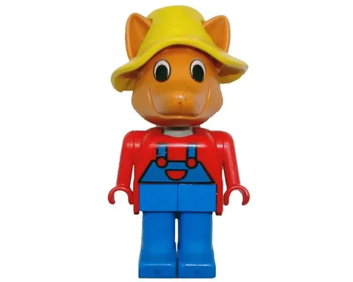 Fabuland Fox - Freddy Fox, Blue Legs / Overalls, Red Top, Yellow Hat Image