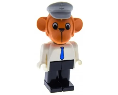 Fabuland Monkey - Mike Monkey (Chauffeur), Brown Head, Blue Tie, Light Gray Hat Image