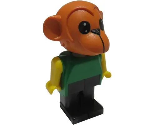 Fabuland Monkey - Chester Chimp, Brown Head, Black Legs, Green Top, Yellow Arms Image