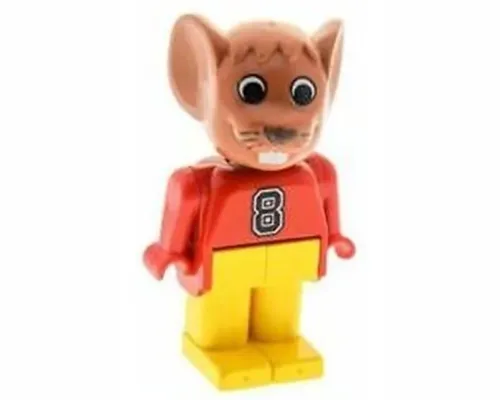 Fabuland Mouse - Maximillian Mouse (Max), Brown Head, Red Top with Number 8 Image