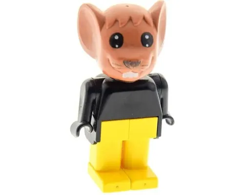 Fabuland Mouse - Michael Mouse (Moe), Brown Head, Yellow Legs, Black Top Image