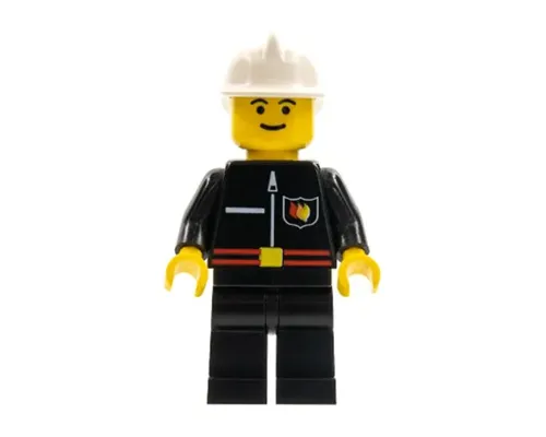 Fire - Flame Badge and Straight Line, Black Legs, White Fire Helmet Image