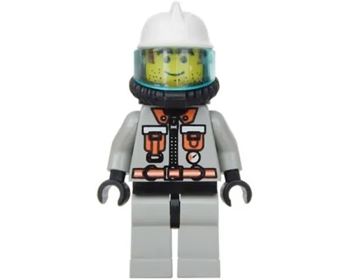 Fire - City Center 5, Light Gray Legs with Black Hips, White Fire Helmet, Air Tanks Image