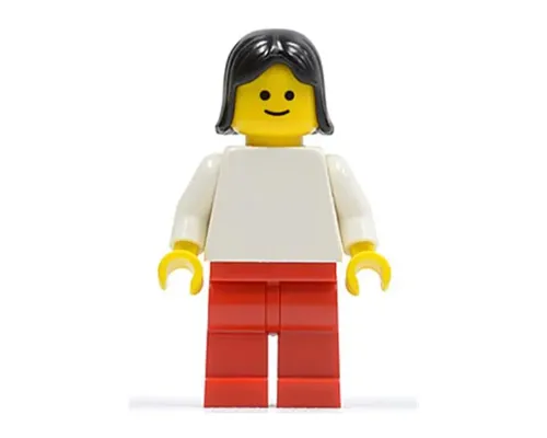 Plain White Torso with White Arms, Red Legs, Black Female Hair Image