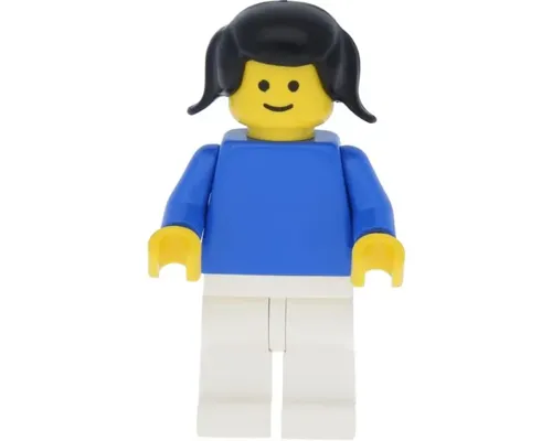 Plain Blue Torso with Blue Arms, White Legs, Black Pigtails Hair Image