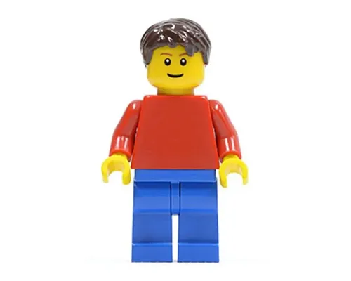 Plain Red Torso with Red Arms, Blue Legs, Dark Brown Short Tousled Hair Image