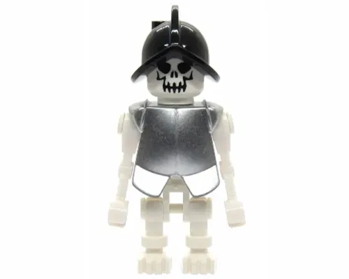 Skeleton, Fantasy Era Torso with Evil Skull, Black Conquistador Helmet, Pearl Light Gray Armor Image