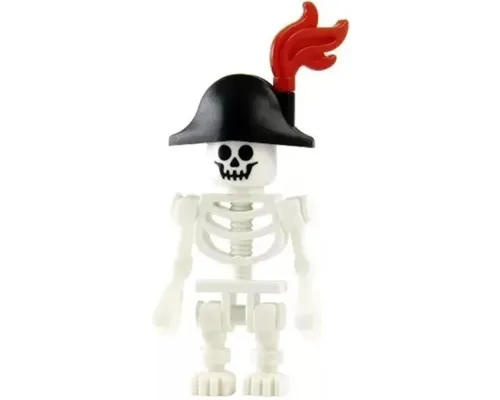 Skeleton, Fantasy Era Torso with Standard Skull, Mechanical Arms, Black Bicorne Hat, Red Plume Image