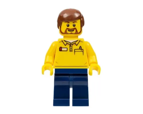 LEGO Store Employee, Dark Blue Legs, Brown Beard Image