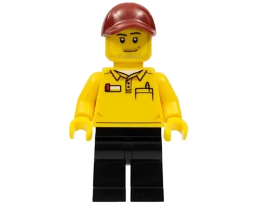 LEGO Store Driver, Black Legs, Dark Red Cap with Hole Image