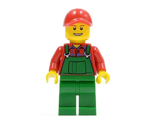 Overalls Farmer Green, Red Cap with Hole, Open Grin Image