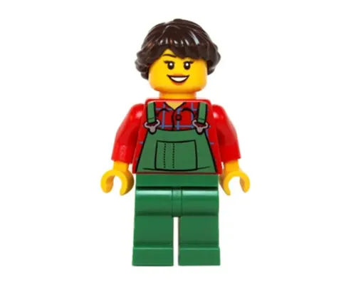 Overalls Farmer Green, Dark Brown French Braided Female Hair Image