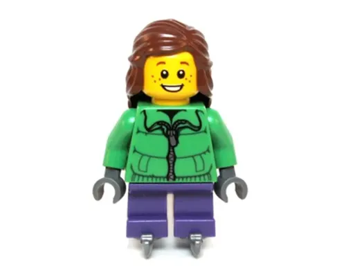 Winter Jacket Zipper, Dark Purple Short Legs, Reddish Brown Female Hair Mid-Length, Ice Skates Image