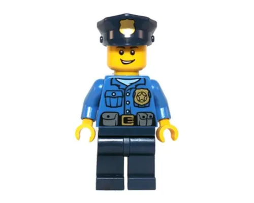 Police - Gold Badge, Police Hat, Open Grin Image