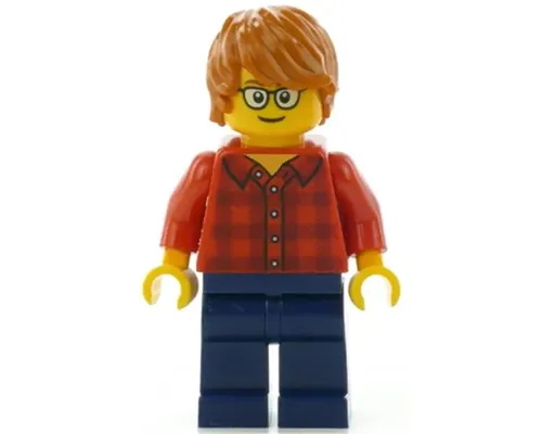 Red Plaid Flannel Shirt, Dark Blue Legs, Dark Orange Hair, Glasses Image