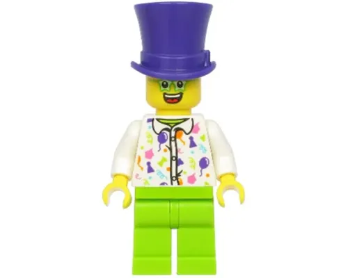 Birthday Party Guest, Dark Purple Top Hat, Green Glasses, White Shirt, Lime Legs Image