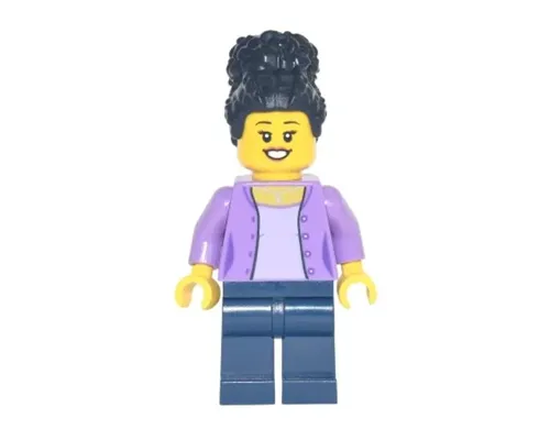 Mom - Medium Lavender Jacket, Dark Blue Legs, Black Coiled Hair Image