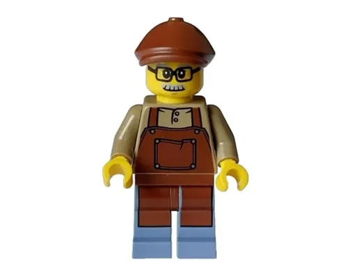 Lodge Owner - Male, Reddish Brown Apron, Sand Blue Legs, Reddish Brown Flat Cap, Moustache, Glasses Image