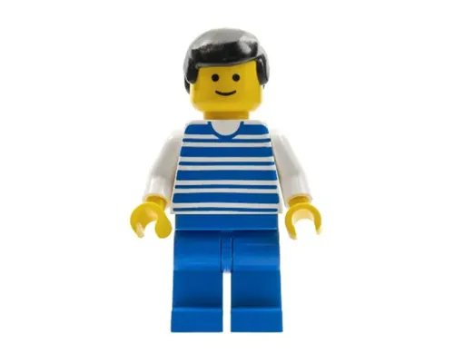 Horizontal Lines Blue - White Arms - Blue Legs, Black Male Hair, White Arms Image