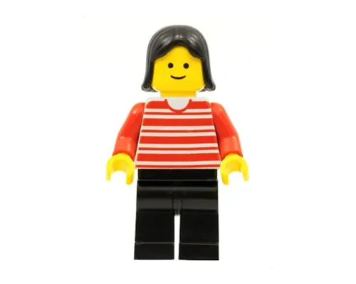 Horizontal Lines Red - Red Arms - Black Legs, Black Female Hair Image