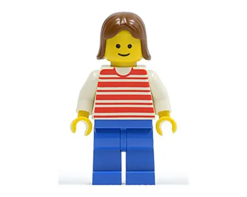 Horizontal Lines Red - White Arms - Blue Legs, Brown Female Hair Image