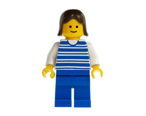 Horizontal Lines Blue - White Arms - Blue Legs, Brown Female Hair Image