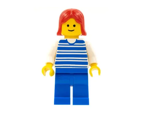 Horizontal Lines Blue - White Arms - Blue Legs, Red Female Hair Image