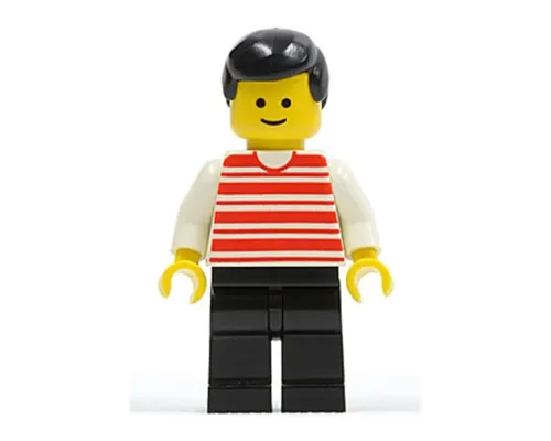 Horizontal Lines Red - White Arms - Black Legs, Black Male Hair Image