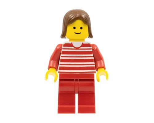 Horizontal Lines Red - Red Arms - Red Legs, Brown Female Hair Image