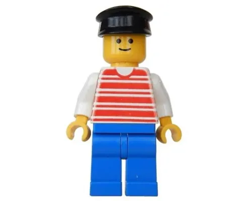 Horizontal Lines Red - Red Arms - Blue Legs, Black Hat Image