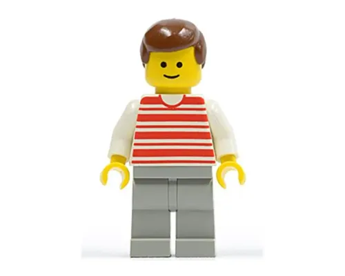 Horizontal Lines Red - White Arms - Light Gray Legs, Brown Male Hair Image