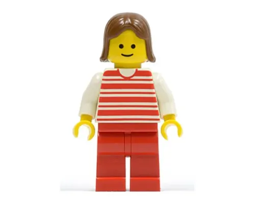 Horizontal Lines Red - White Arms - Red Legs, Brown Female Hair Image