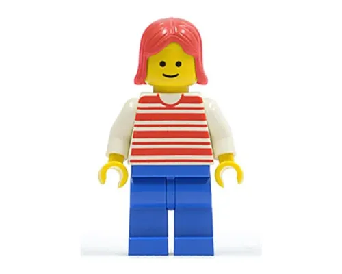 Horizontal Lines Red - White Arms - Blue Legs, Red Female Hair Image