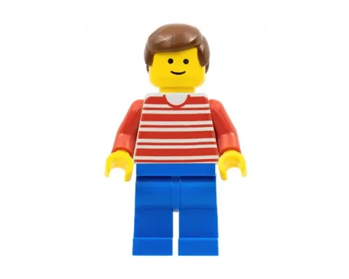 Horizontal Lines Red - Red Arms - Blue Legs, Brown Male Hair Image