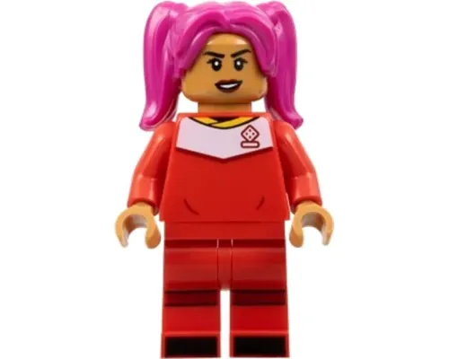 Soccer Player, Female, Red Uniform, Medium Nougat Skin, Magenta Hair Image