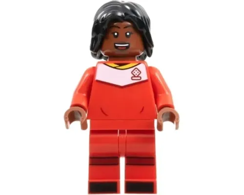 Soccer Player, Female, Red Uniform, Reddish Brown Skin, Black Hair Image