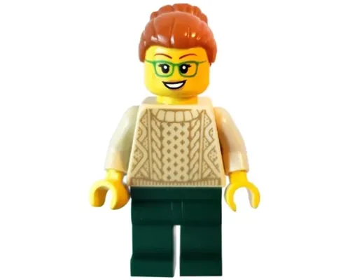 Camper - Female, Dark Orange Hair, Glasses, Tan Sweater, Dark Green Legs Image