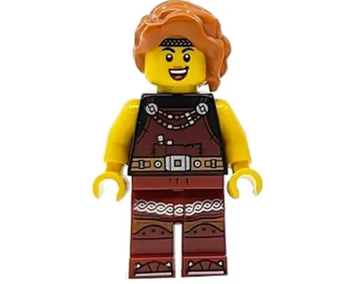 Viking Blacksmith - Female, Dark Red Overalls, Dark Red Legs with Trim, Dark Orange Hair Image