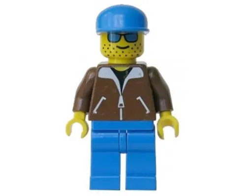 Jacket Brown - Blue Legs, Blue Sunglasses, Blue Cap Image